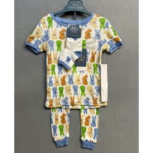 Tres Beau et Belle Bamboo Bunny Print 3pc PJ Pajama Set Girl’s Size 4T NEW NWT